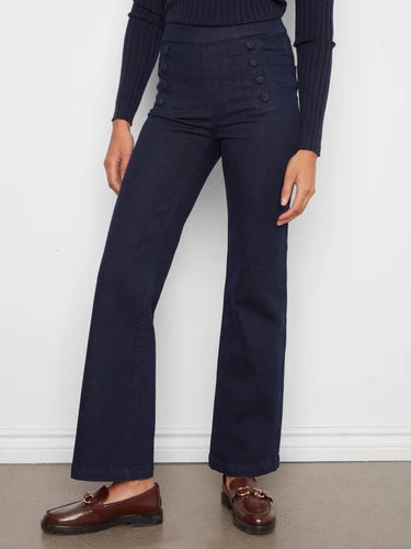 Charlie B Flare Pull On Pants With Sailor Buttons on Front Welts