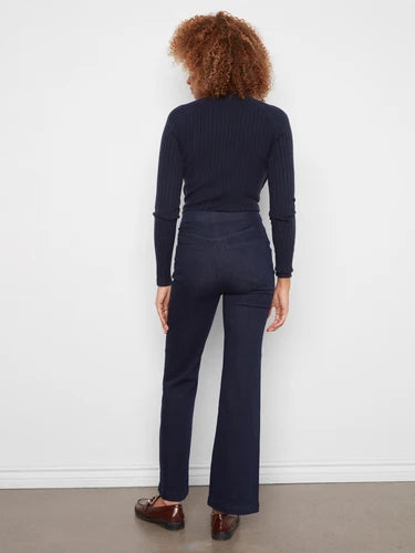 Charlie B Flare Pull On Pants With Sailor Buttons on Front Welts