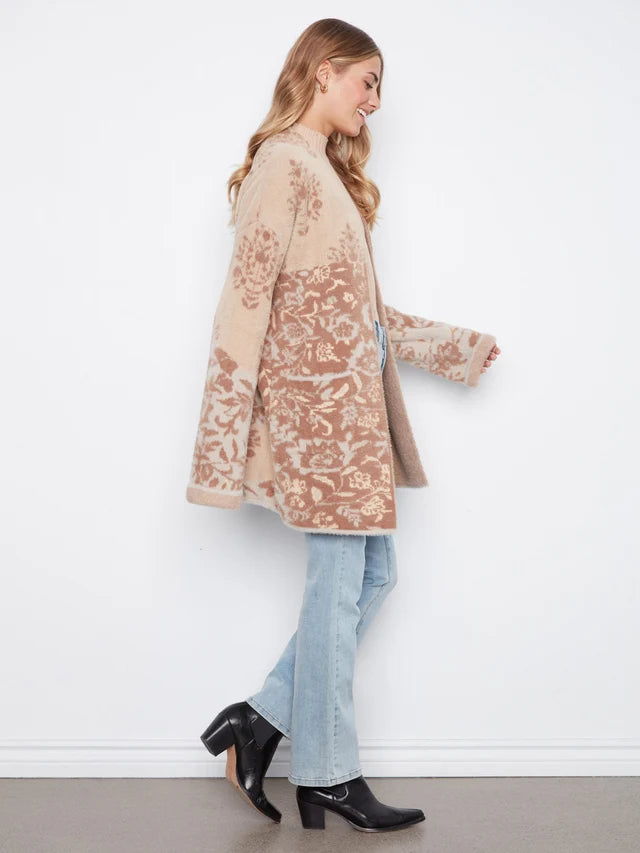 Charlie B Wide Sleeve Cardigan With Patch Pocket