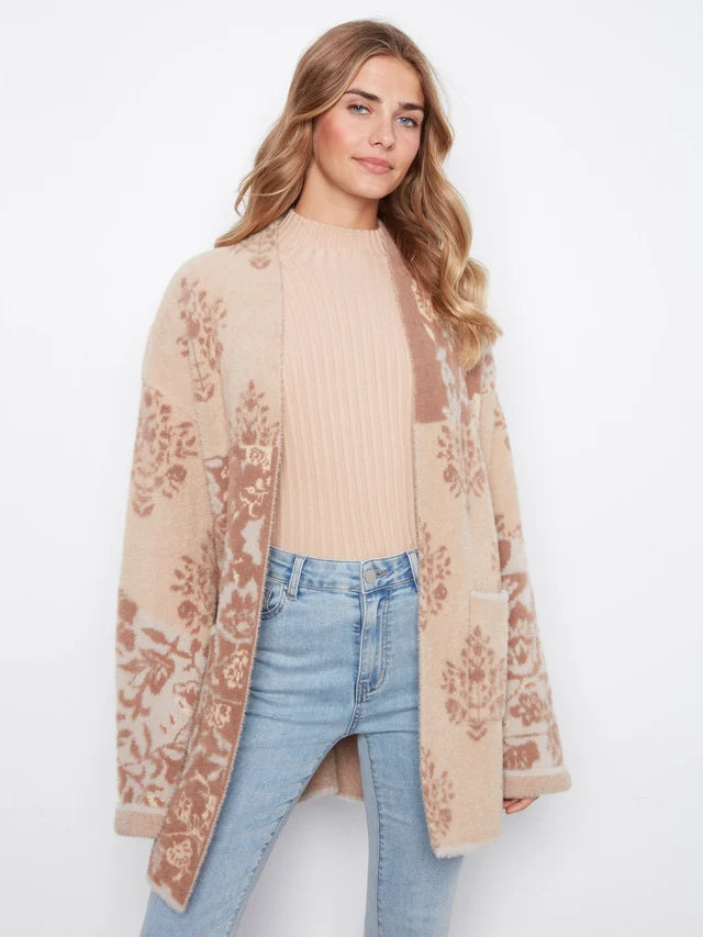 Charlie B Wide Sleeve Cardigan With Patch Pocket