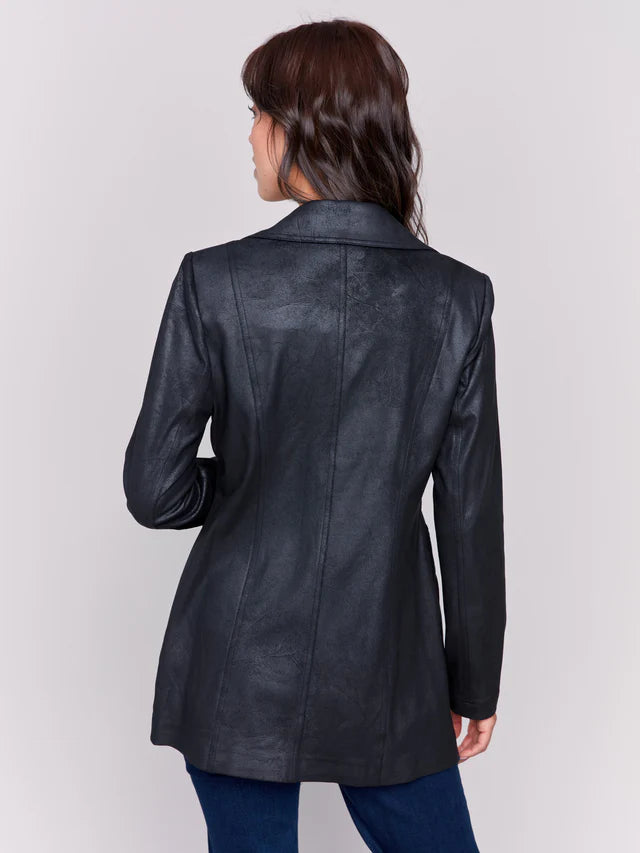 Charlie B Long Faux Suede Moto Jacket With Zipper