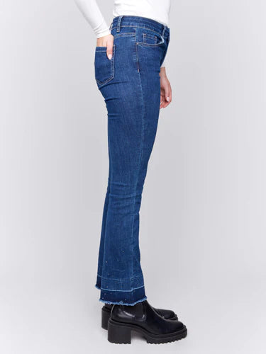 Charlie B Ombre Hem Flare Jeans with Studs