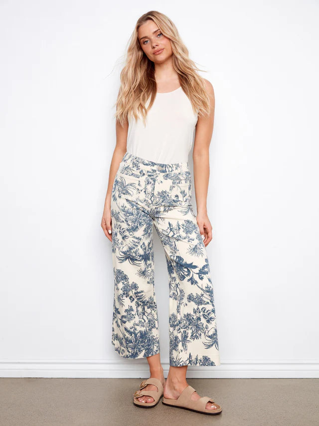 Charlie B Cropped Patch Pocket Flare Flex Twill Pants
