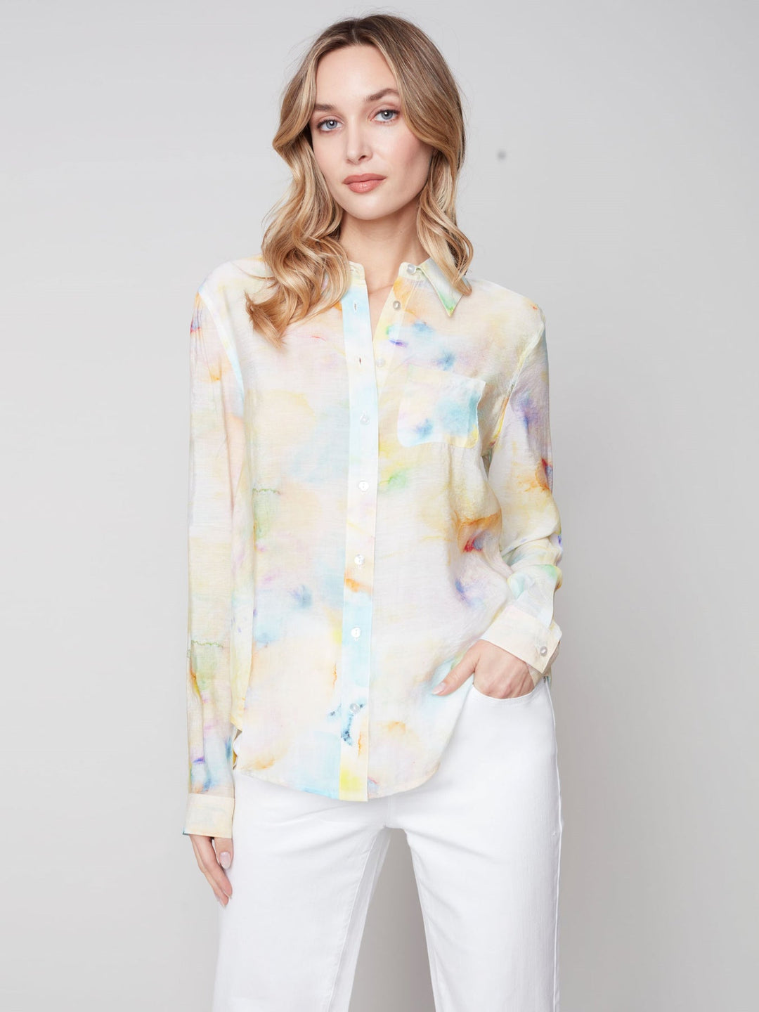 Charlie B Printed Long Sleeve Button Down Shirt