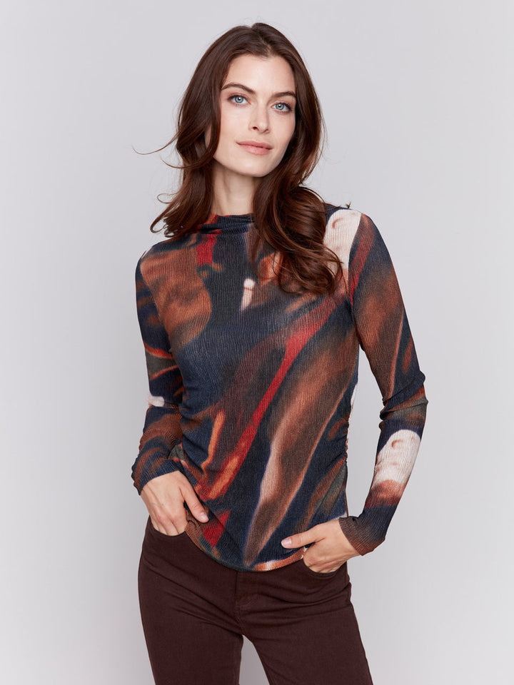 Charlie B Long Sleeve Mock Neck Top