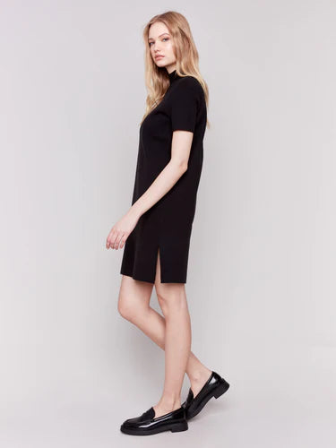 Charlie B Short-Sleeve Mock Neck Sweater Dress