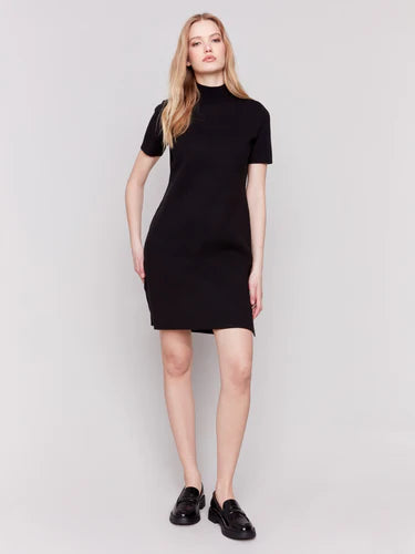 Charlie B Short-Sleeve Mock Neck Sweater Dress