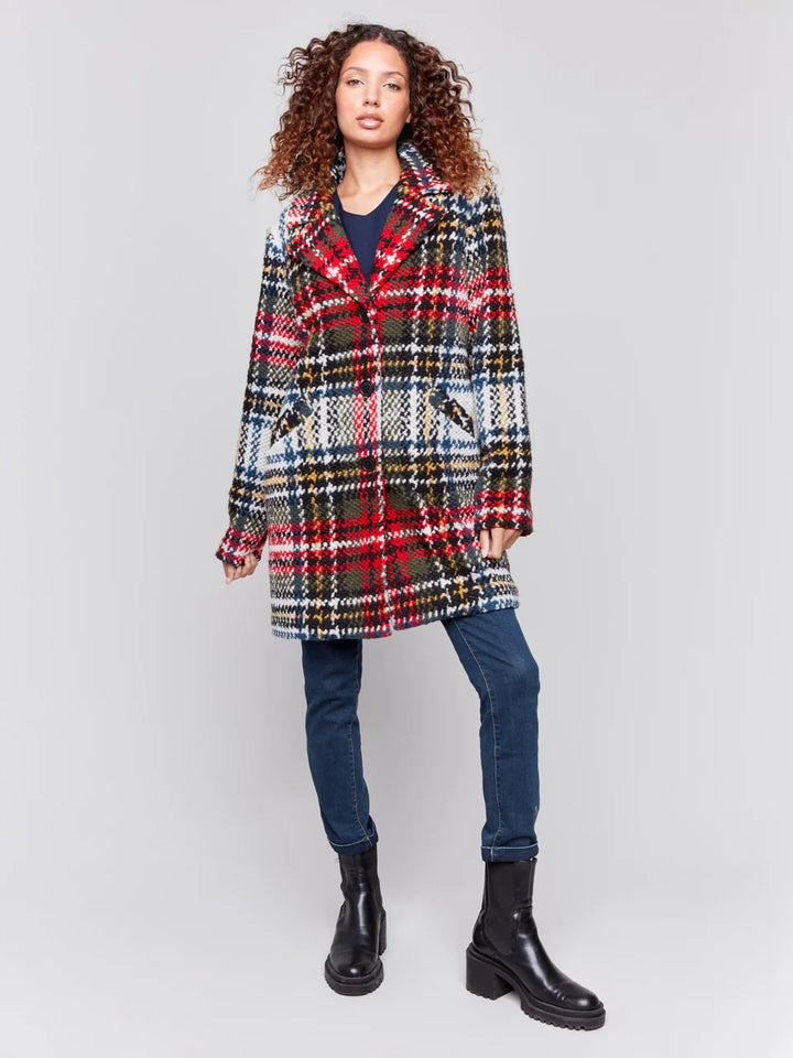 Charlie B Straight Cut Bouclé Knit Coat