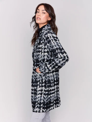 Charlie B Straight Cut Bouclé Knit Coat