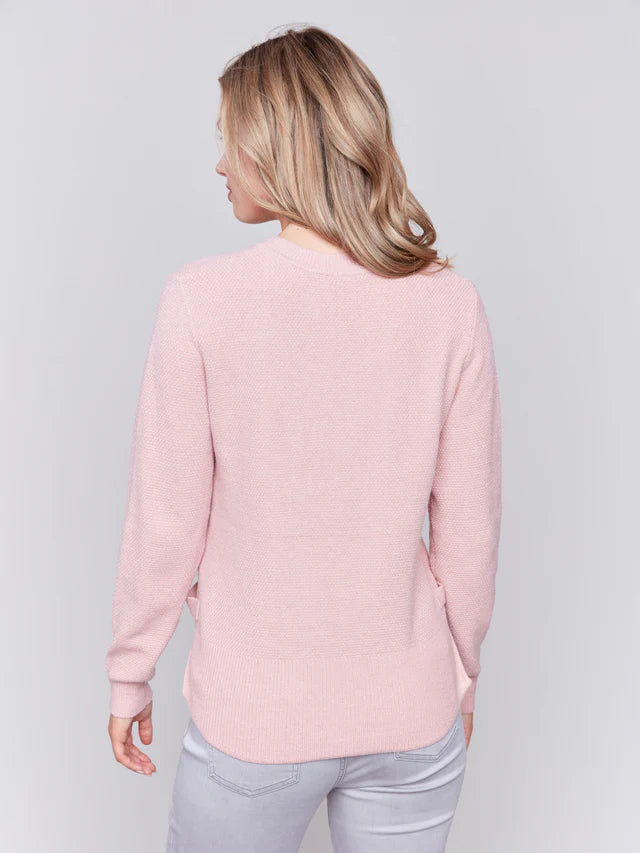 Charlie B Crew-Neck Sweater With Side Tabs