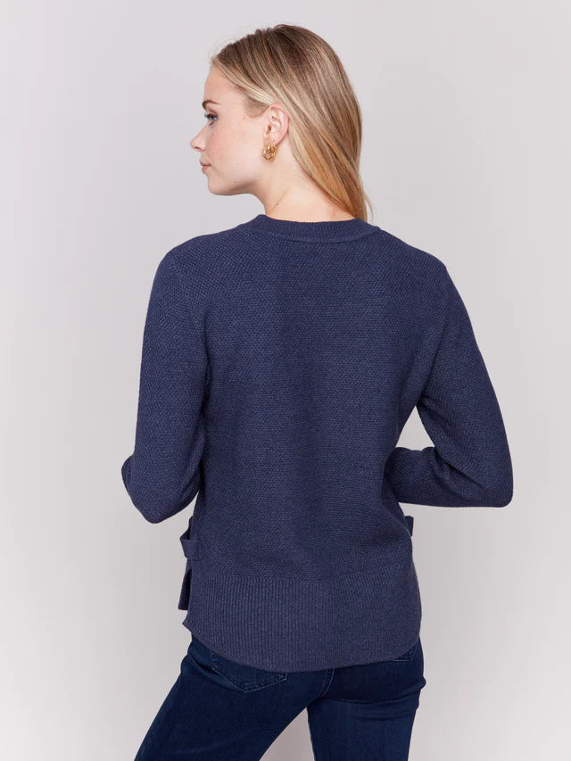 Charlie B Crew-Neck Sweater With Side Tabs