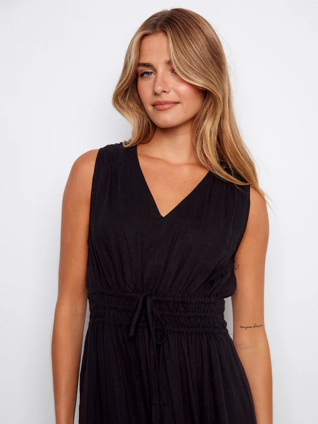 charlie b linen dress Asymmetrical Striped Linen Dress - Marine