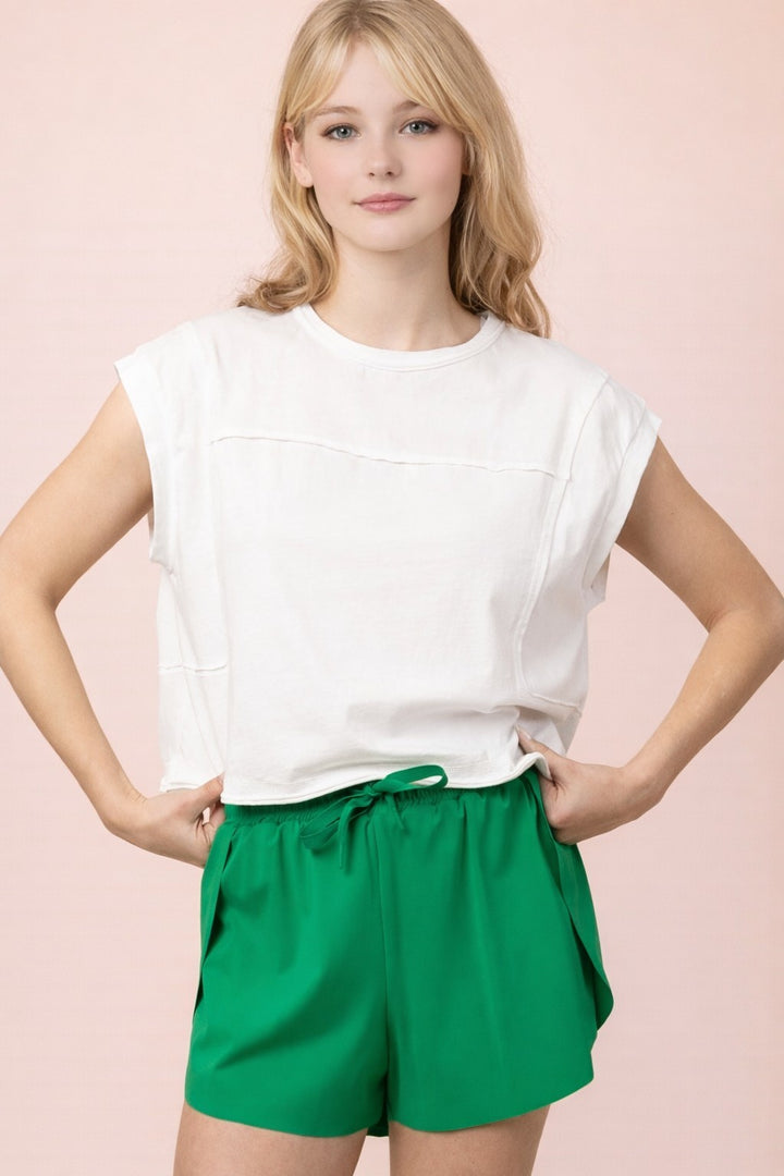 Very J Mineral Washed Sleeveless Knit Top
