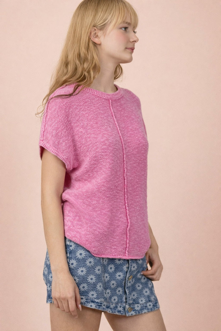 Very J Mineral Washed Knit Casual Sweater