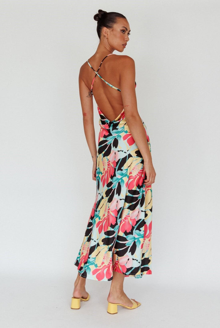 One & Only Floral Cowlneck Midi Dress