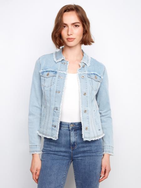 Charlie B Frayed Edge Stretch Denim Jacket