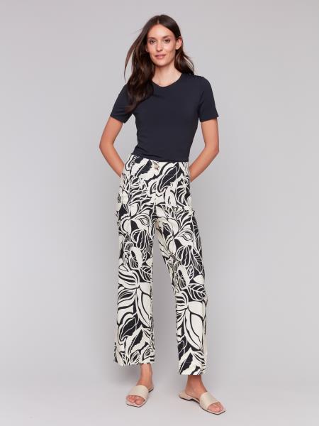 Charlie B Screen Printed Cropped Linen Blend Pant