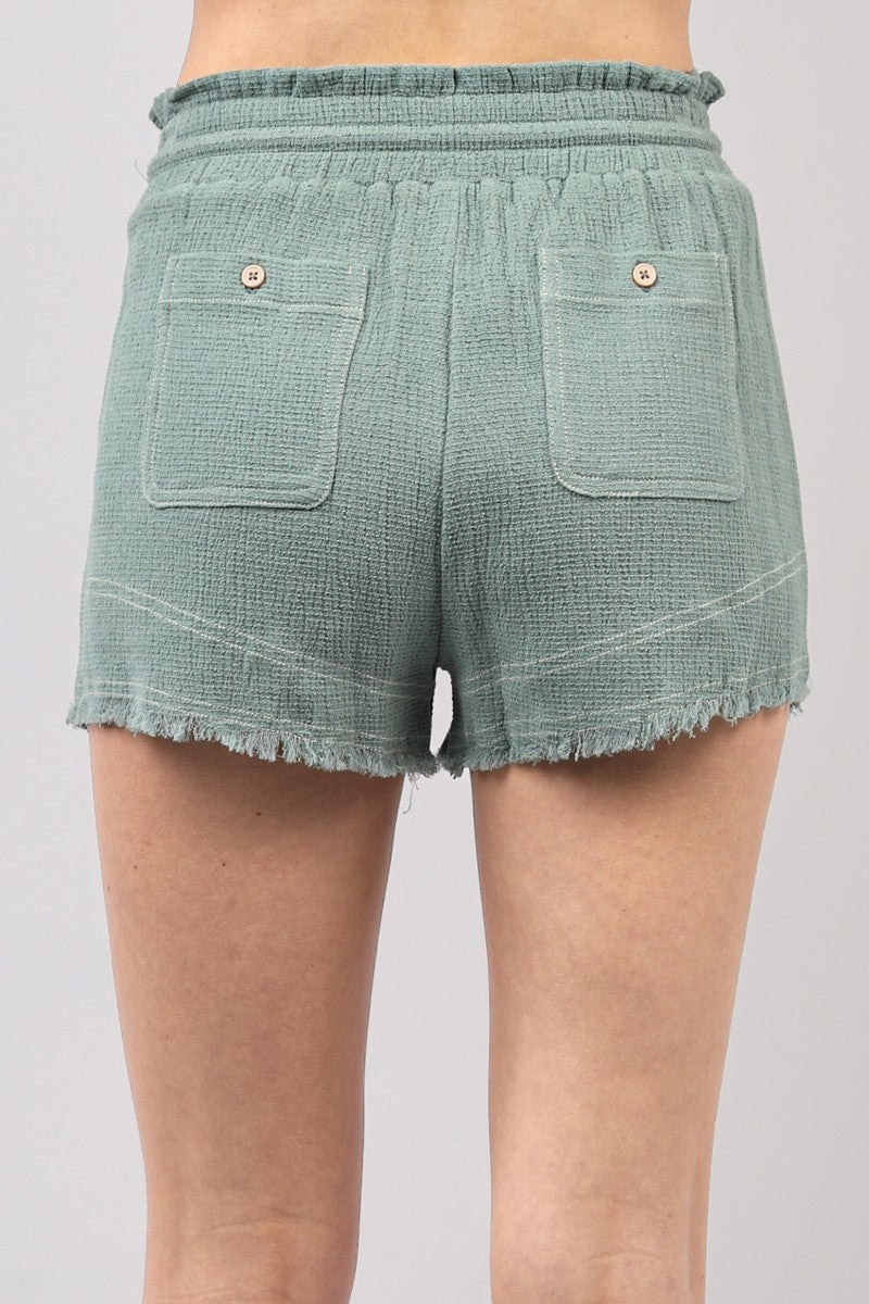 Very J High Waisted Trayed Hem Shorts