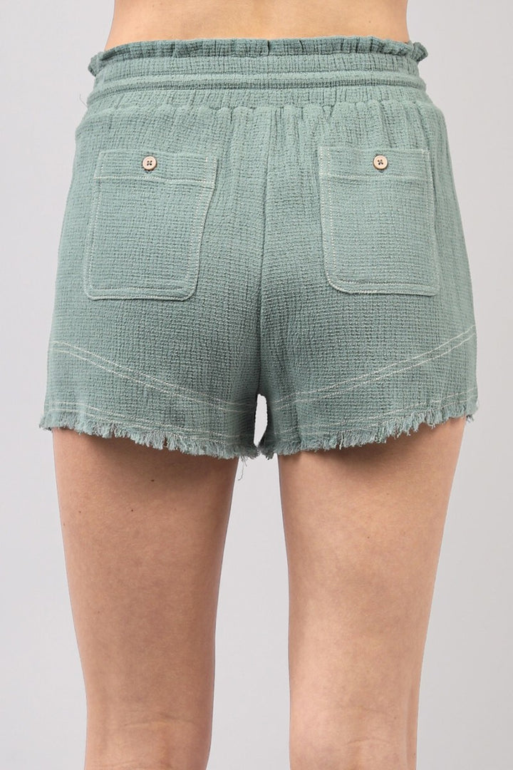 Very J High Waisted Trayed Hem Shorts