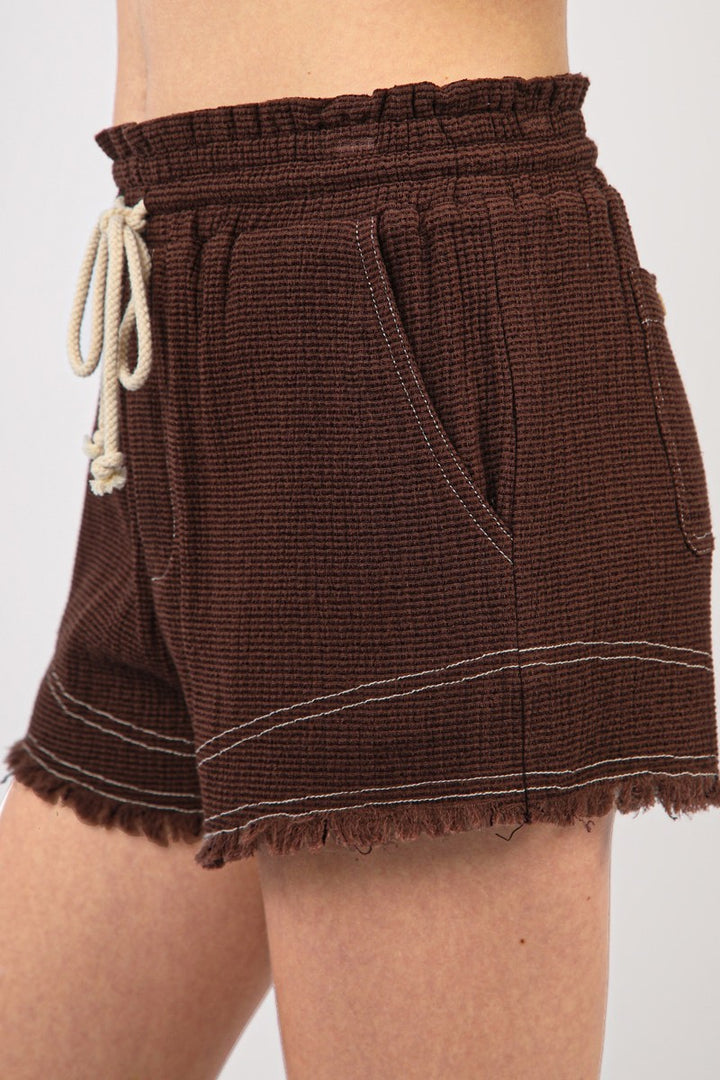 Very J High Waisted Trayed Hem Shorts