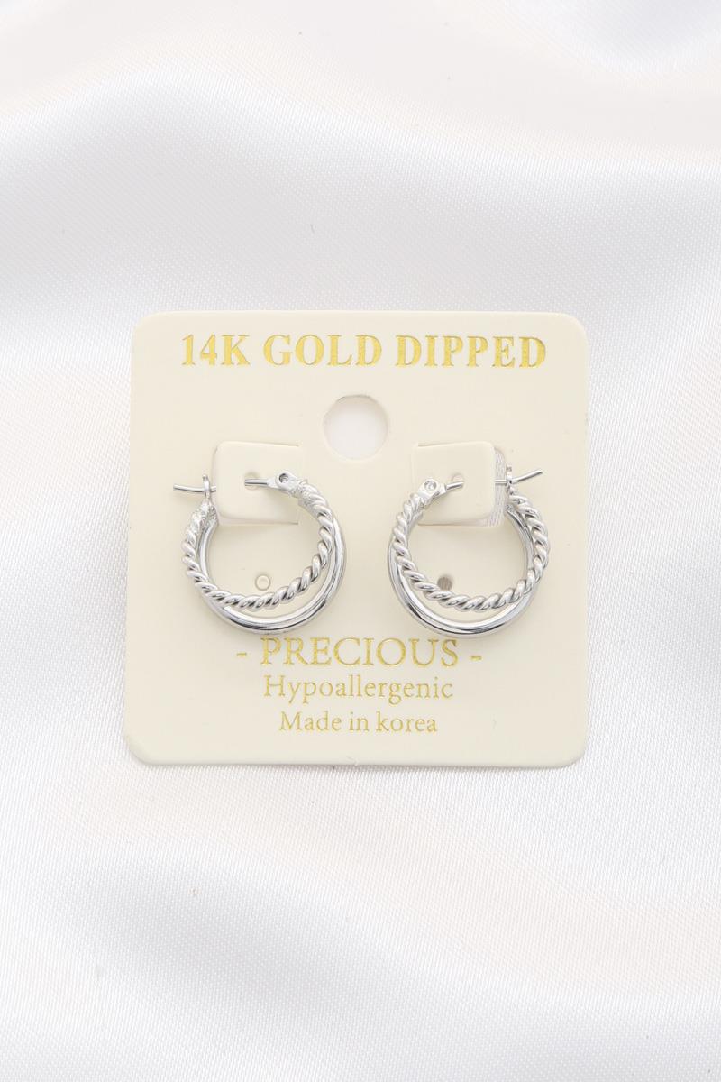 Joia Twist Double Hoop 14k Gold Dipped Earrings