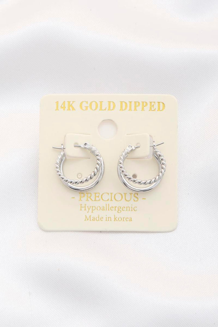 Joia Twist Double Hoop 14k Gold Dipped Earrings