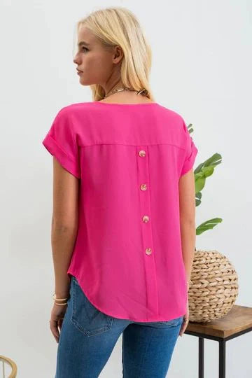 Mine Split Neck Back Buttoned Top