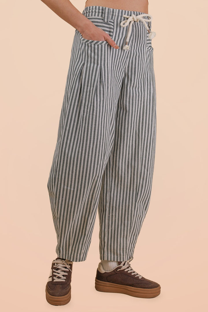 Vey J Striped Barrel Denim Pants