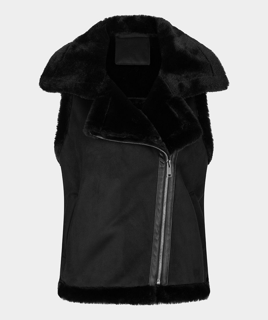 Esqualo Gilet Fake Fur Suedine