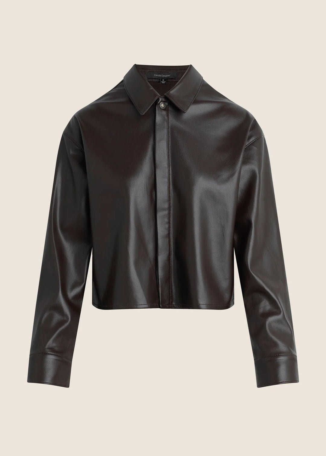 Favorite Daughter The Vegan Leather Cropped Brady Shirt
