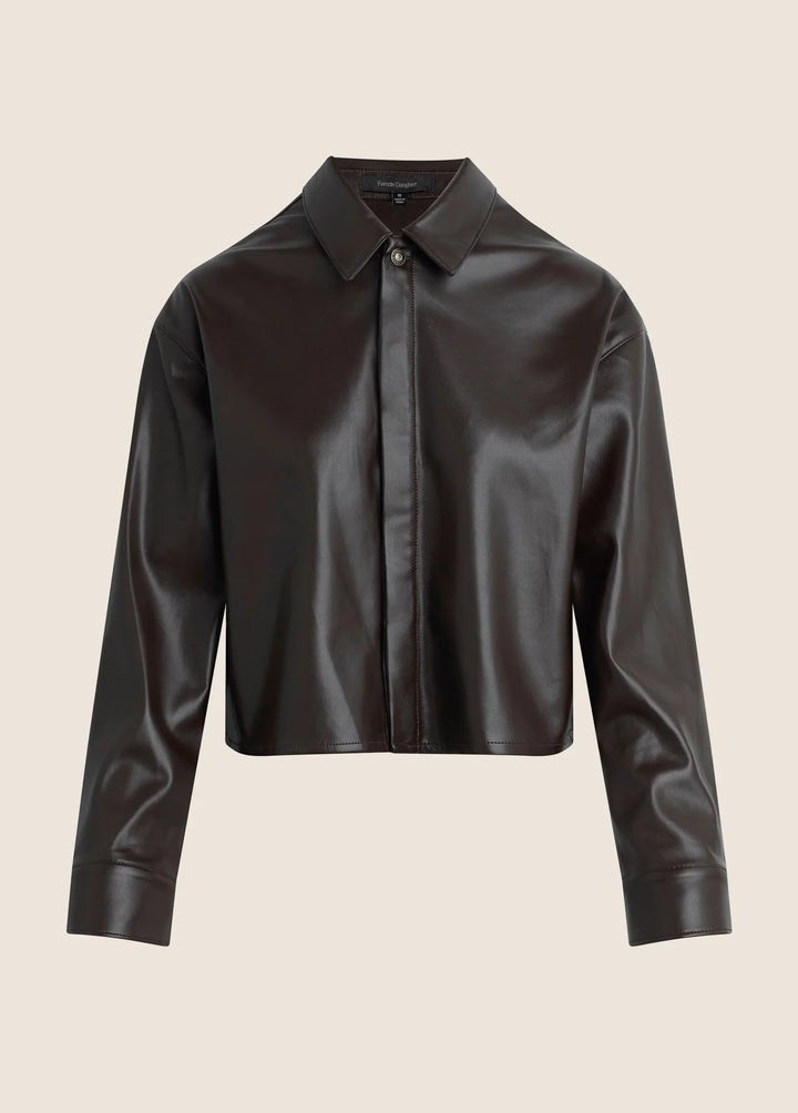 Favorite Daughter The Vegan Leather Cropped Brady Shirt