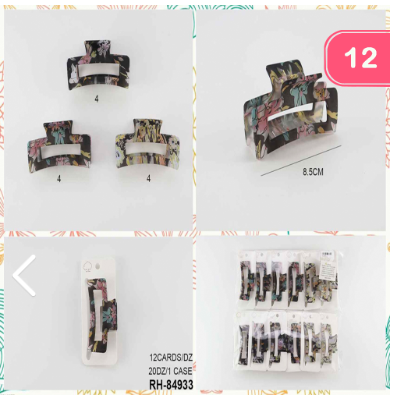 Joia Matte Flower Printed Rectangular Claw Hair Clip