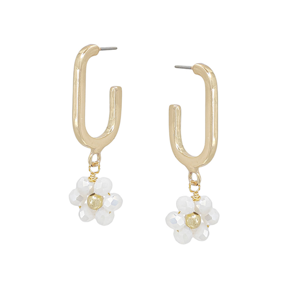 JOIA FLOWER BEAD CHARM WITH OVAL CAST SMALL HOOP EARRING