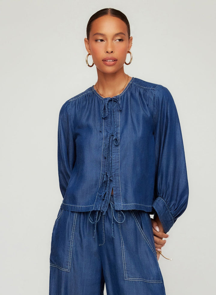 Fifteen Twenty Cassie Lantern Sleeve Top