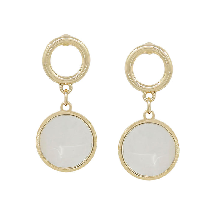 Joia Round Metal Post Mop Drop Earrings