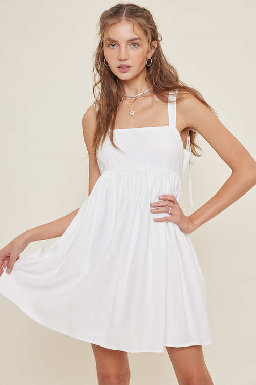 Idem Ditto Ribbon Strap Square Neck Babydoll Dress