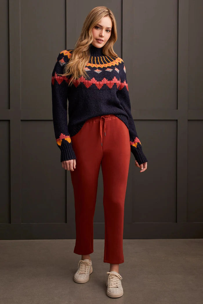 Tribal Mock Neck Intarsia Sweater