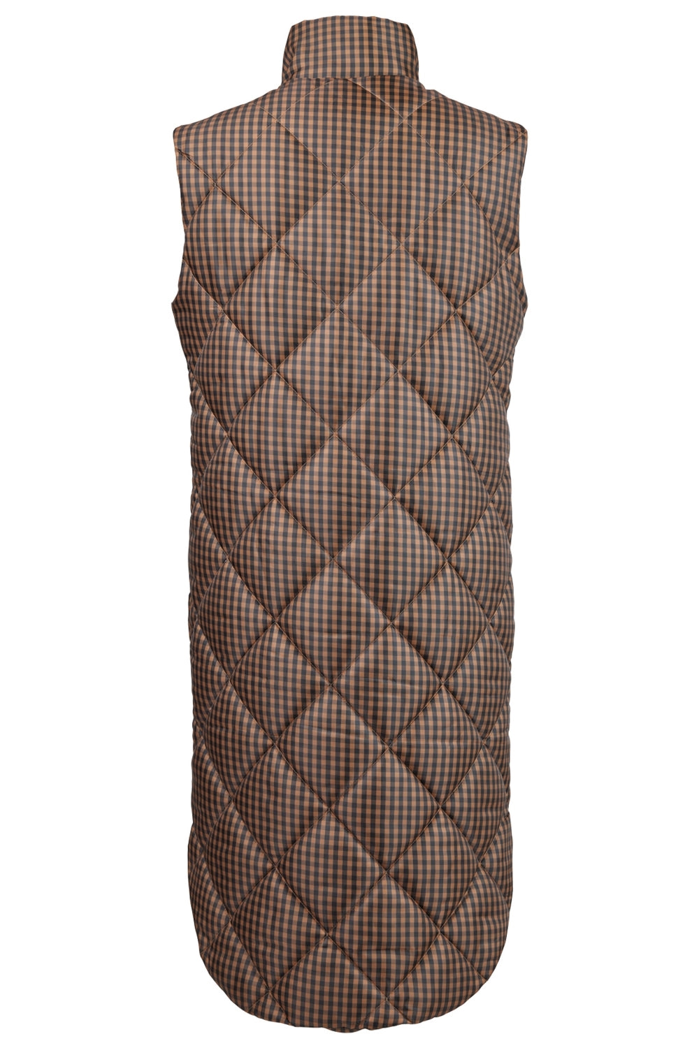 Normann Quilted Longline Checked Print Gilet Vest