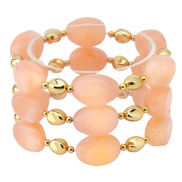 Joia Oval Stone Metal Bead Stretch Multi Bracelet Set