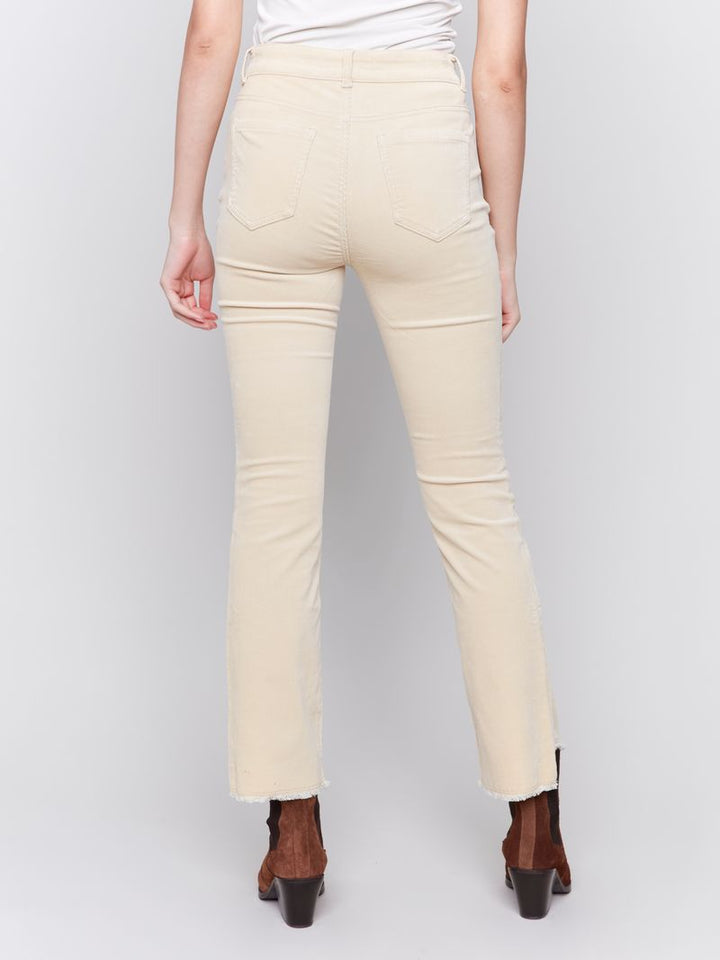 Charlie B Bootcut Corduroy Pants with Asymmetrical Hem