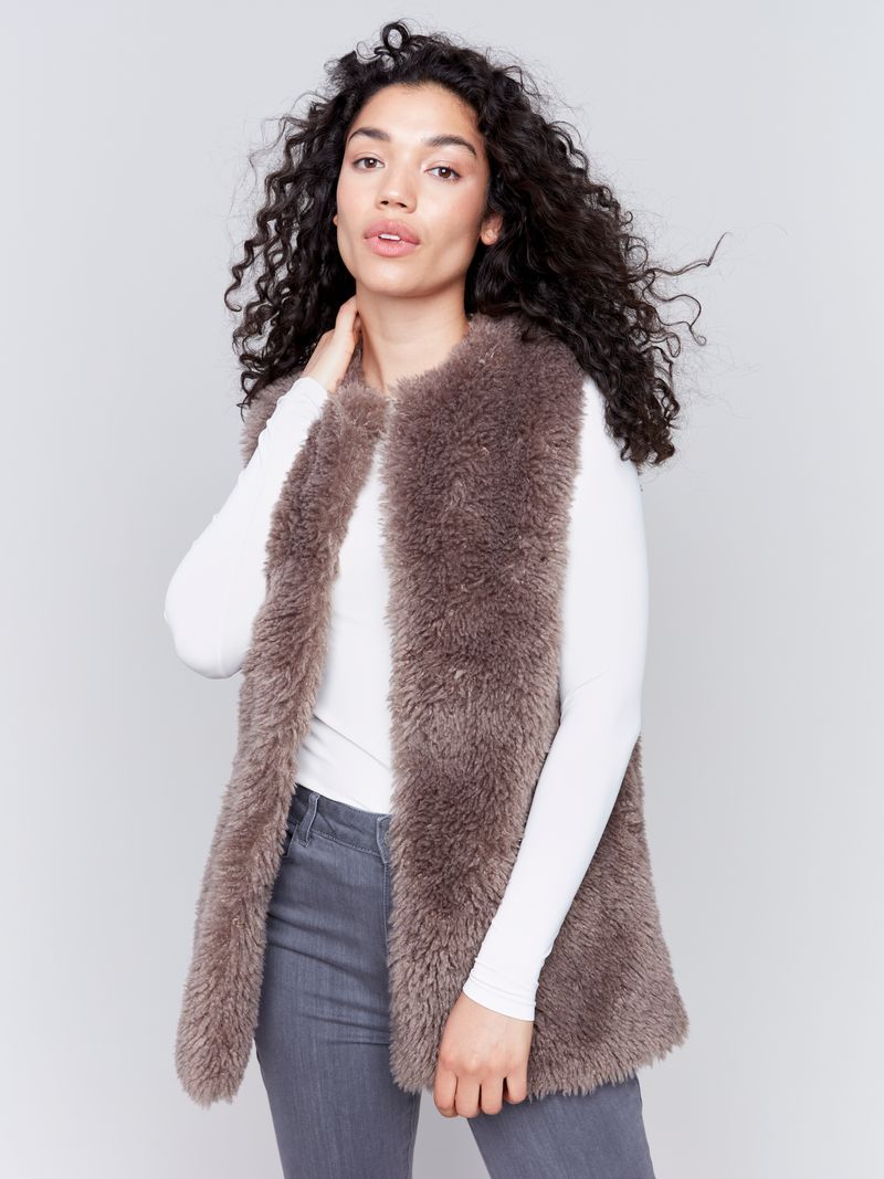 Charlie B Long Faux Fur Vest