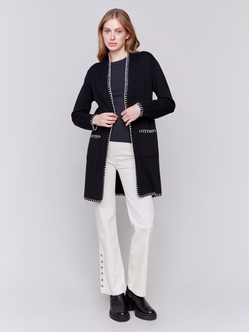 Charlie B Blanket Stitch Long Cardigan