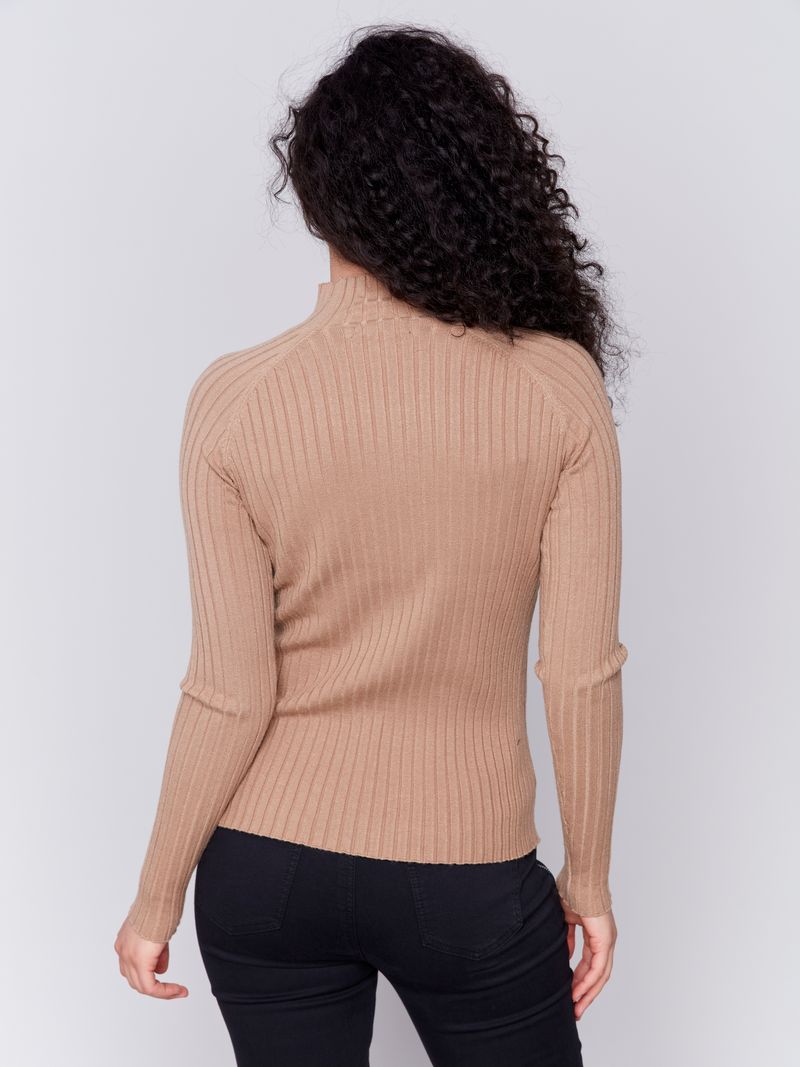 Charlie B Ribbed Knit Mock Neck Sweater