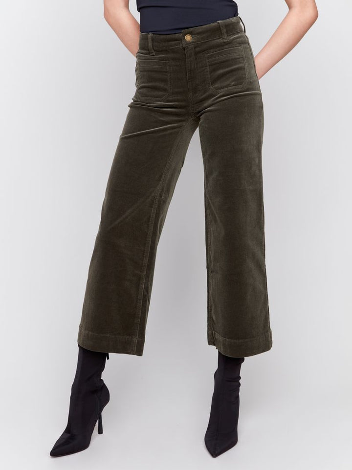 Charlie B Patch Pocket Corduroy Flare Pants