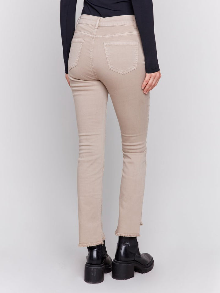 Charlie B Bootcut Twill Pants with Asymmetrical Hem