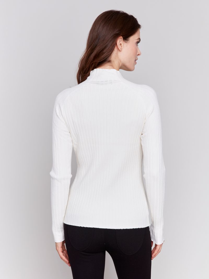 Charlie B Ribbed Knit Mock Neck Sweater