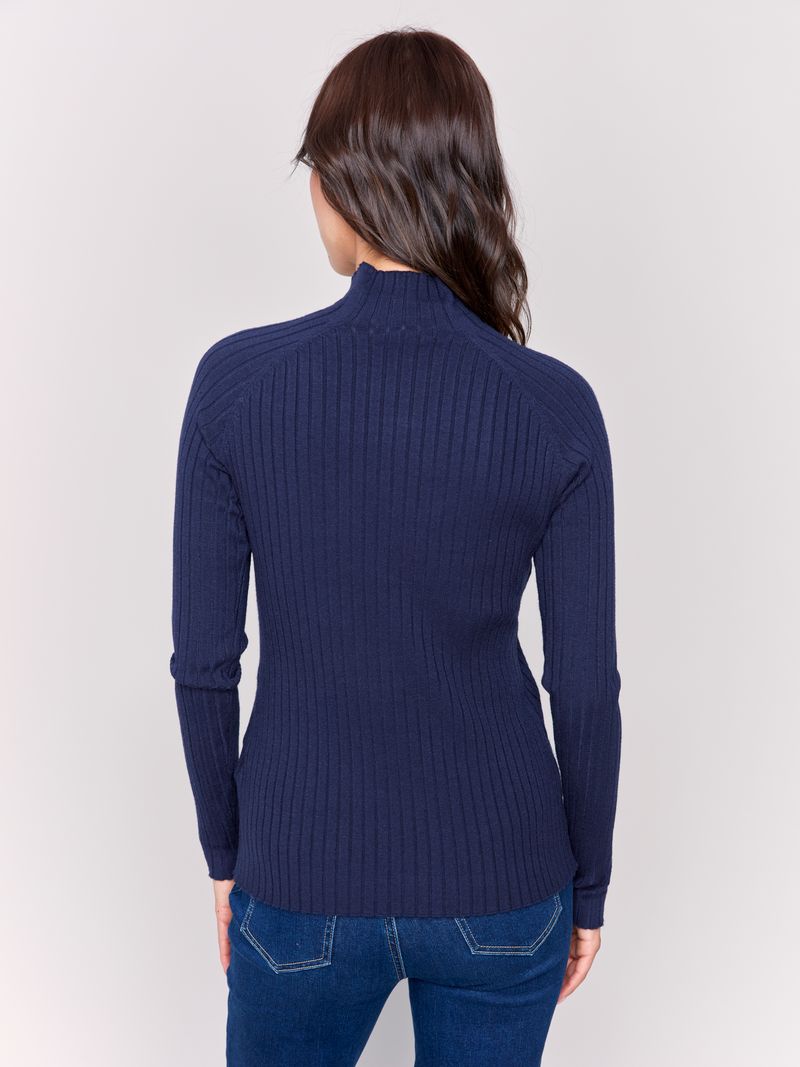 Charlie B Ribbed Knit Mock Neck Sweater