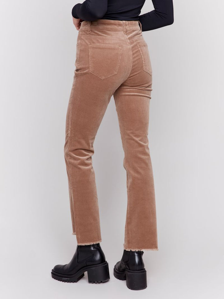 Charlie B Bootcut Corduroy Pants with Asymmetrical Hem