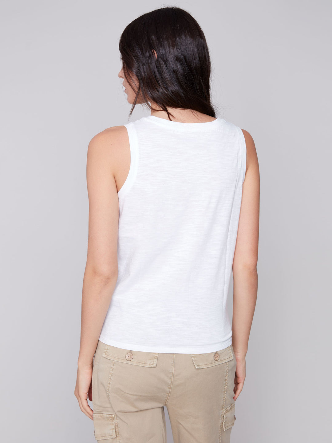 Charlie B Sleeveless Tank Top With Twisted Hem At Front