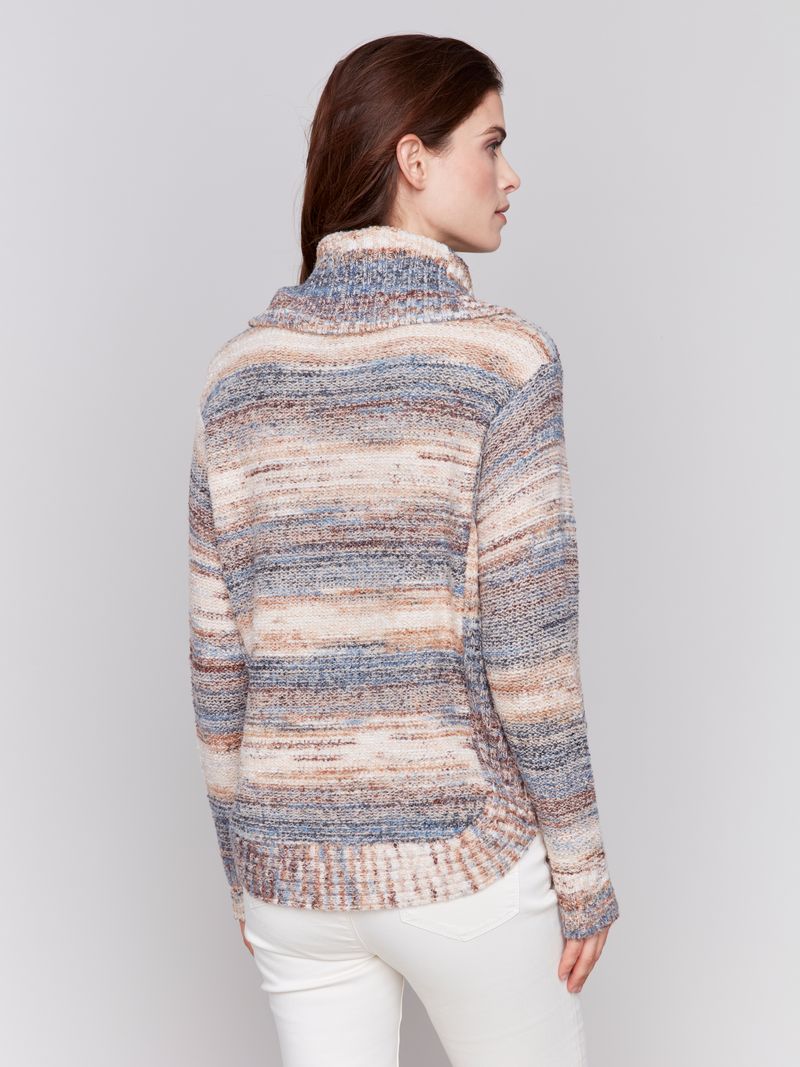 Charlie B Two-Tone Yarn Color Cowl-Neck Sweater